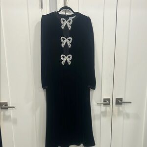 Saloni Black Dress with Silver Details